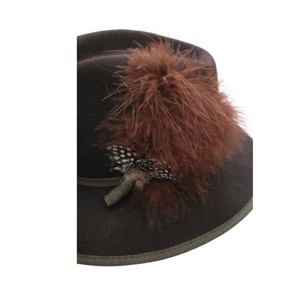 Vintage Betmar Felt Fedora Hat Womens Brown Feather Accent Wool Neiman Marcus - Picture 5 of 9